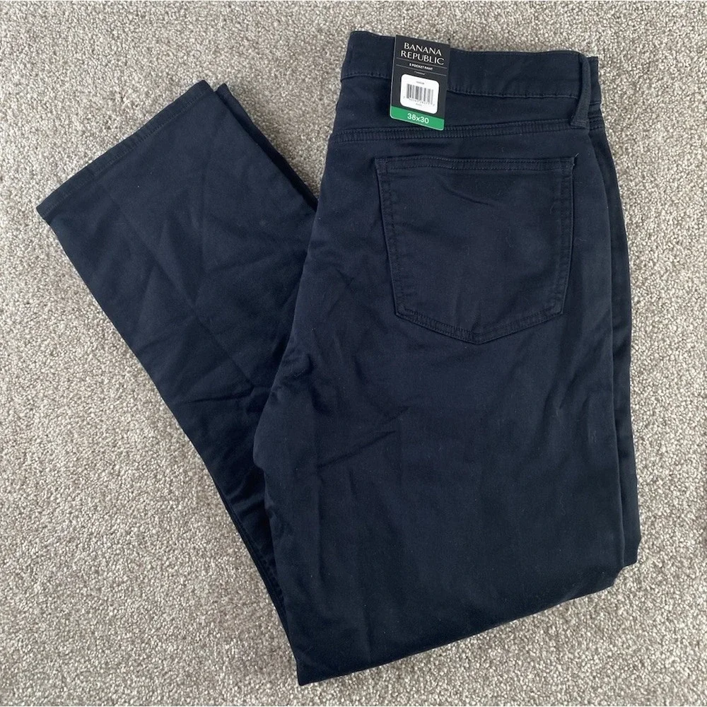 Banana Republic 5 Pocket Pant Black Mens 38x30 Cotton Stretch Preppy Business